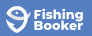 Fishing Booker logo with a stylized fish icon and text on a blue background.